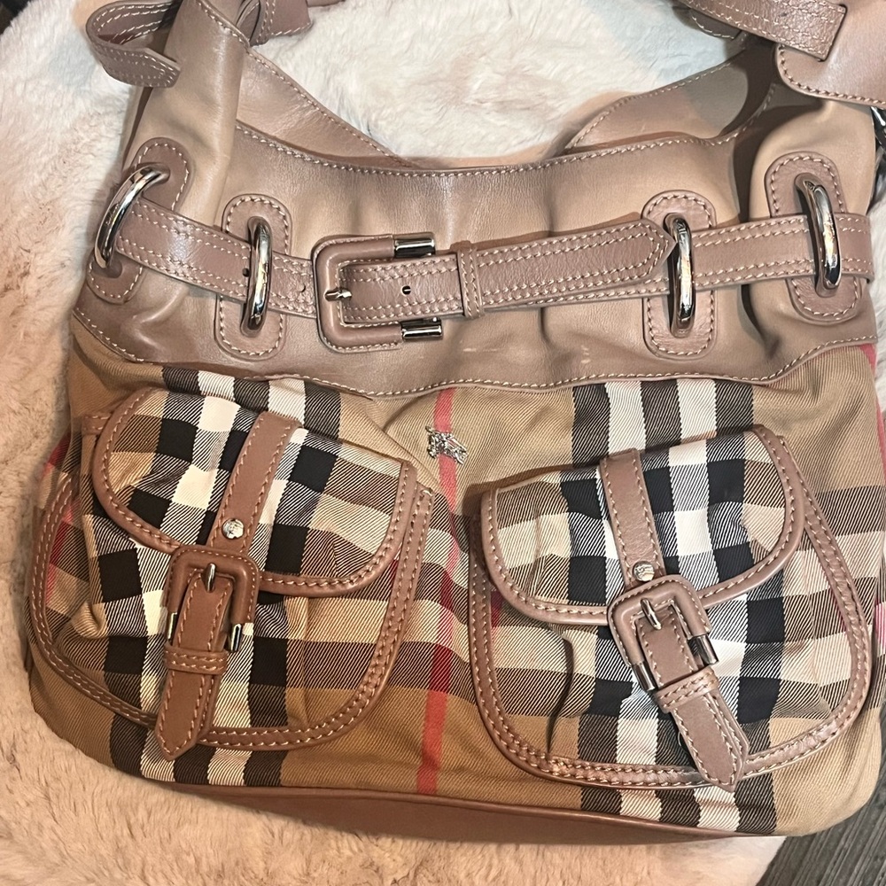 Burberry Tan and Brown Shoulder Bag with Signature Style